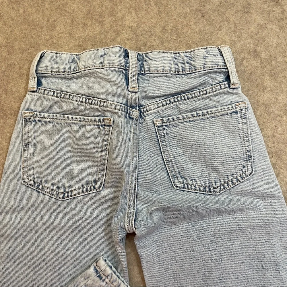 Old Navy High Rise Baggy Wide Leg Light Wash Blue Denim Jeans Girls size 8